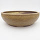 Ceramic bonsai bowl - 22 x 22 x 6,5 cm, brown-yellow color - 1/3
