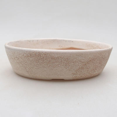 Ceramic bonsai bowl 14 x 9.5 x 4 cm, beige color - 1