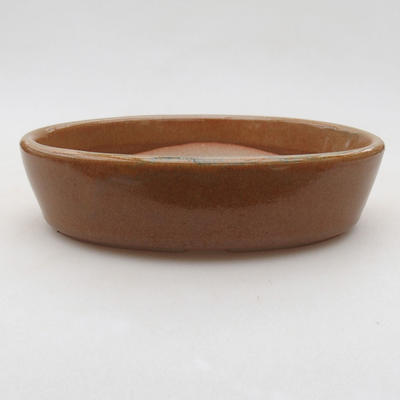 Ceramic bonsai bowl 16 x 11.5 x 4 cm, brown color - 1