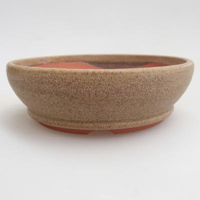 Ceramic bonsai bowl 10 x 10 x 3 cm, color beige - 1