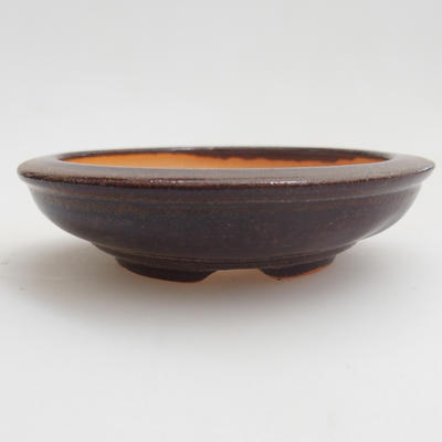Ceramic bonsai bowl 8 x 8 x 2 cm, brown color - 1