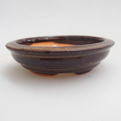 Ceramic bonsai bowl 8 x 8 x 2 cm, brown color - 1
