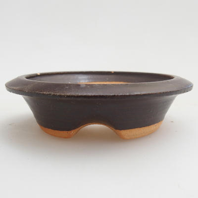 Ceramic bonsai bowl 7 x 7 x 1,5 cm, brown color - 1