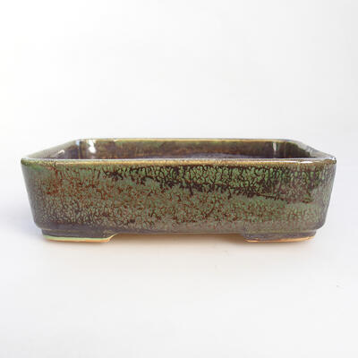 Ceramic bonsai bowl 13 x 9.5 x 3 cm, color green - 1