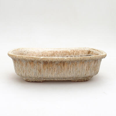 Ceramic bonsai bowl 18 x 13 x 5.5 cm, beige color - 1