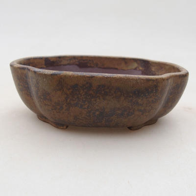 Ceramic bonsai bowl 10 x 8 x 3 cm, brown color - 1