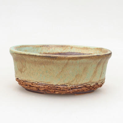 Ceramic bonsai bowl 10.5 x 8 x 4.5 cm, color green-brown - 1