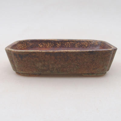 Ceramic bonsai bowl 12.5 x 9.5 x 3 cm, color brown-green - 2nd quality - 1