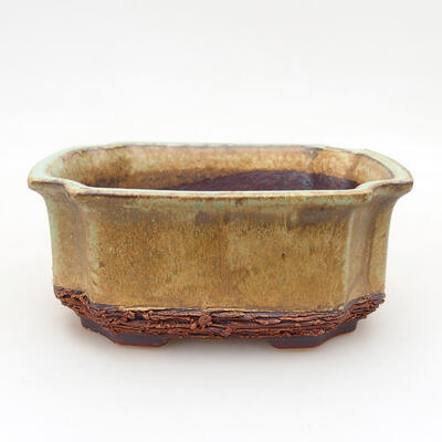 Ceramic bonsai bowl 11.5 x 8.5 x 5.5 cm, color green-brown - 1