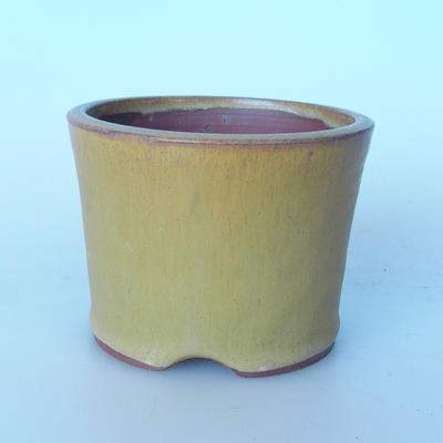 Ceramic bonsai bowl 10.5 x 10.5 x 8 cm yellow-brown color - 1