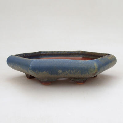 Ceramic bonsai bowl 16 x 14 x 4 cm, color blue-brown - 1