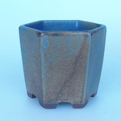 Ceramic bonsai bowl 9 x 10 x 9 cm color brown-blue - 1