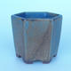 Ceramic bonsai bowl 9 x 10 x 9 cm color brown-blue - 1/3