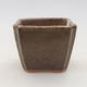 Ceramic bonsai bowl 6.5 x 6.5 x 5.5 cm, color brown-green - 2nd quality - 1/4