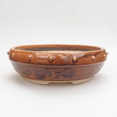 Ceramic bonsai bowl 20.5 x 20.5 x 7 cm, color orange - 1