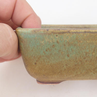 Ceramic bonsai bowl 10.5 x 7.5 x 4.5 cm, brown-green color - 2nd quality - 1