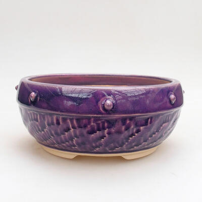 Ceramic bonsai bowl 17 x 17 x 8 cm, color purple - 1