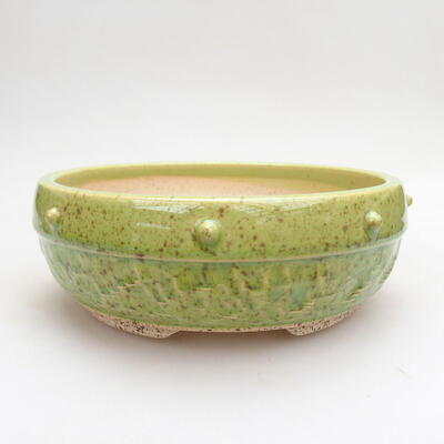 Ceramic bonsai bowl 17.5 x 17.5 x 7 cm, color green - 1