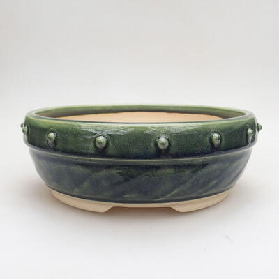 Ceramic bonsai bowl 19.5 x 19.5 x 7.5 cm, color green - 1