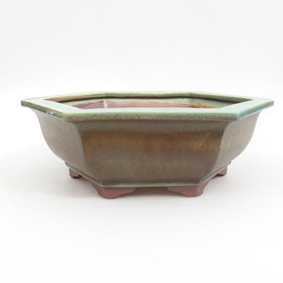 Ceramic bonsai bowl 29 x 25 x 9 cm, brown-green color - 1