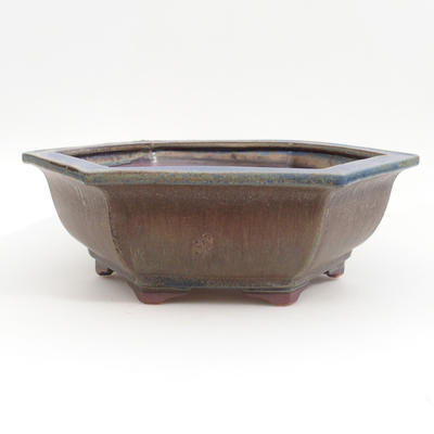 Ceramic bonsai bowl 29 x 25 x 9 cm, brown-blue color - 1