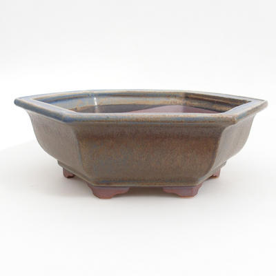 Ceramic bonsai bowl 24 x 21,5 x 8 cm, brown-blue color - 1