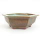Ceramic bonsai bowl 17 x 15,5 x 6 cm, brown-green color - 1/4