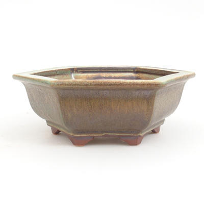 Ceramic bonsai bowl 17 x 15,5 x 6 cm, brown-green color - 1