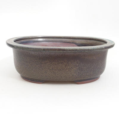 Ceramic bonsai bowl 23,5 x 19,5 x 8 cm, brown-blue color - 1