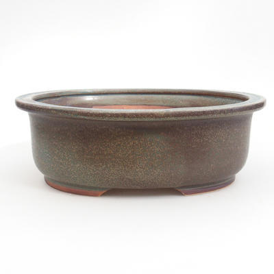 Ceramic bonsai bowl 23,5 x 19,5 x 8 cm, brown-blue color - 1