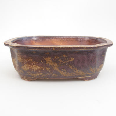 Ceramic bonsai bowl 22,5 x 18 x 7 cm, brown-green color - 1