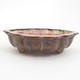 Ceramic bonsai bowl 18,5 x 18,5 x 5 cm, brown-green color - 1/4
