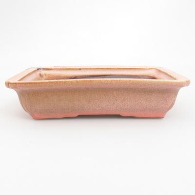 Ceramic bonsai bowl 18 x 13,5 x 4,5 cm, brown-pink color - 1