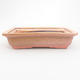 Ceramic bonsai bowl 18 x 13,5 x 4,5 cm, brown-pink color - 1/4