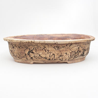 Ceramic bonsai bowl 37 x 29 x 8,5 cm, brown-green color - 2nd quality - 1