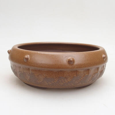 Ceramic bonsai bowl 16 x 16 x 6.5 cm, color brown - 1