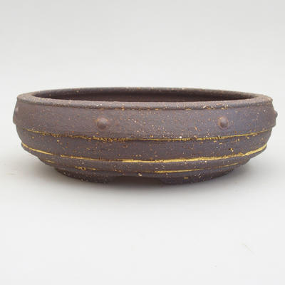 Ceramic bonsai bowl 20 x 20 x 5,5 cm, brown-yellow color - 1