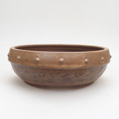 Ceramic bonsai bowl 19 x 19 x 7 cm, color brown - 1