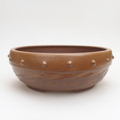 Ceramic bonsai bowl 19.5 x 19.5 x 7.5 cm, brown color - 1