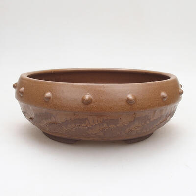 Ceramic bonsai bowl 17 x 17 x 7 cm, color brown - 1