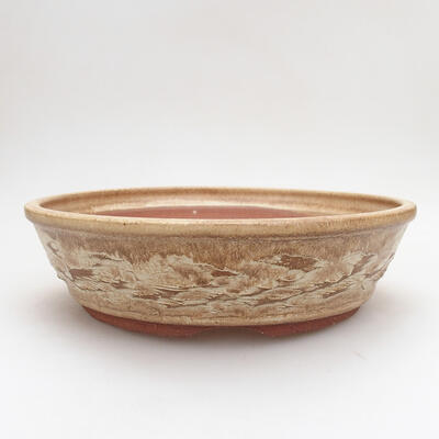 Ceramic bonsai bowl 23.5 x 23.5 x 7 cm, color beige - 1