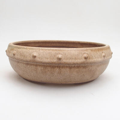 Ceramic bonsai bowl 20 x 20 x 7 cm, color beige - 1