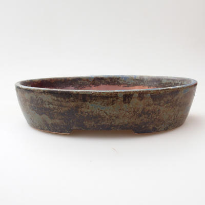 Ceramic bonsai bowl 17 x 14 x 4 cm, brown-blue color - 1