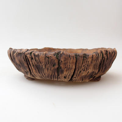 Ceramic bonsai bowl 20 x 20 x 5,5 cm, brown-green color - 1