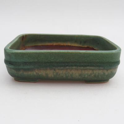 Ceramic bonsai bowl 14 x 12 x 4 cm, color green - 1