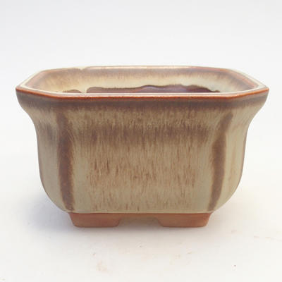Bonsai bowl 11 x 11 x 6.5 cm, brown-beige color - 1