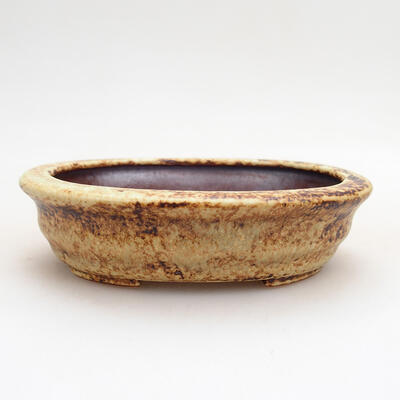 Ceramic bonsai bowl 11.5 x 8.5 x 3 cm, color yellow-brown - 1