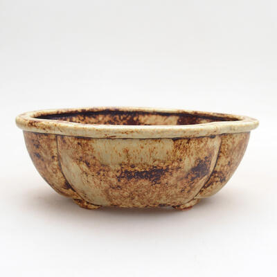 Ceramic bonsai bowl 12 x 10 x 5 cm, color yellow-brown - 1