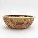Ceramic bonsai bowl 12 x 10 x 5 cm, color yellow-brown - 1/3