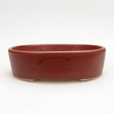 Ceramic bonsai bowl 12.5 x 9.5 x 3.5 cm, brown color - 1